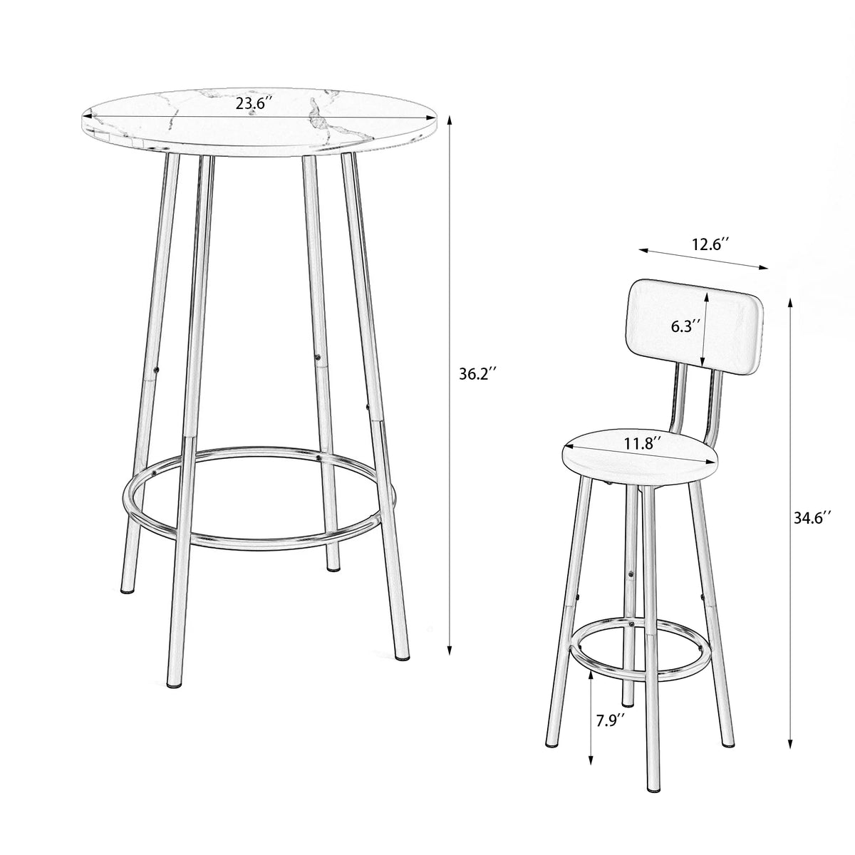 Bar Table with 2 Bar Stools G7166