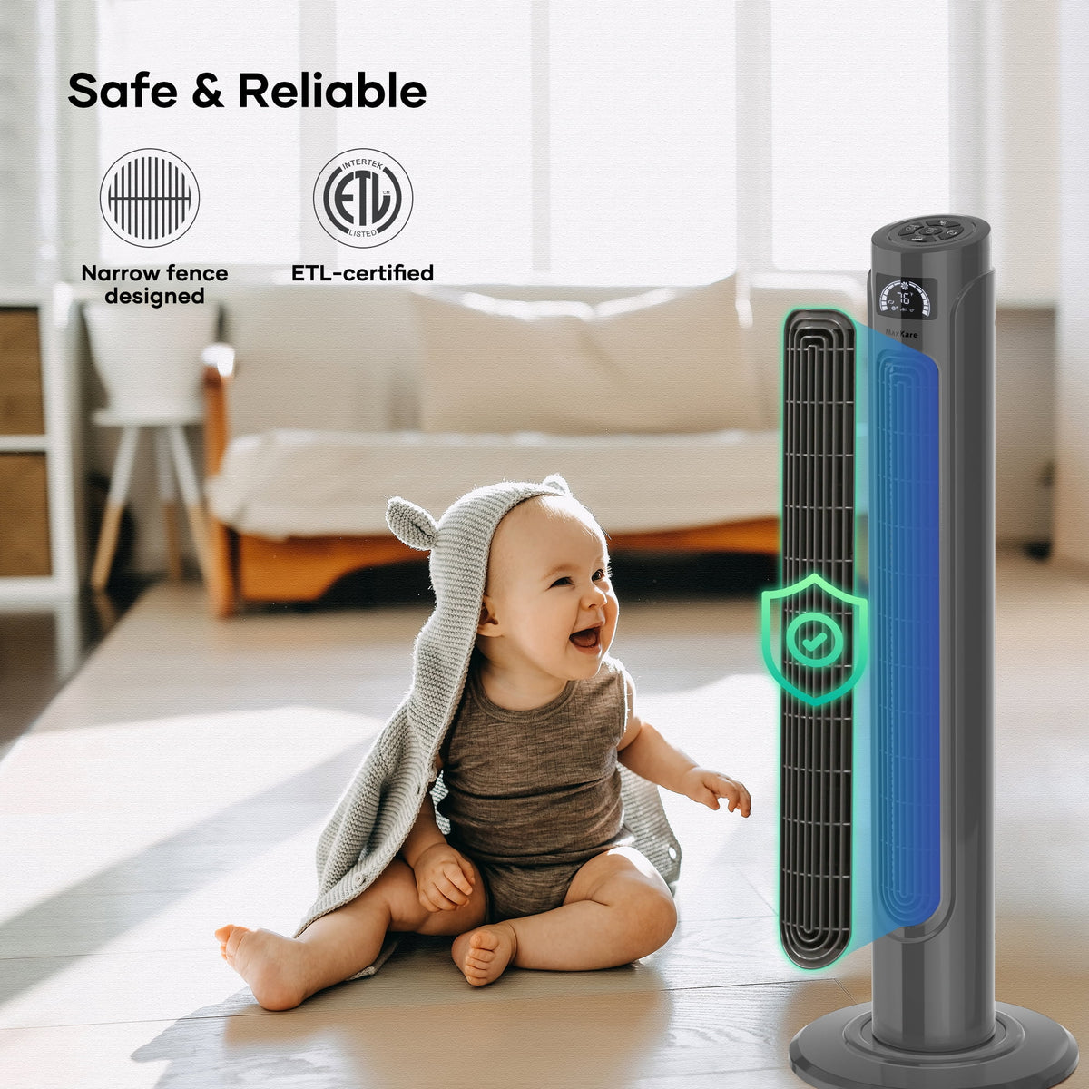 36 Tower Fan with Remote, 3 Speeds 3 Modes 15H Timer, 90° Oscillating, Grey W262018