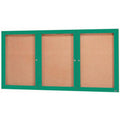 36x22 x 60x22 Enclosed Hinged Locking 2 Door Powder Coated Green Outdoor Bulletin Board Cabinet A837017