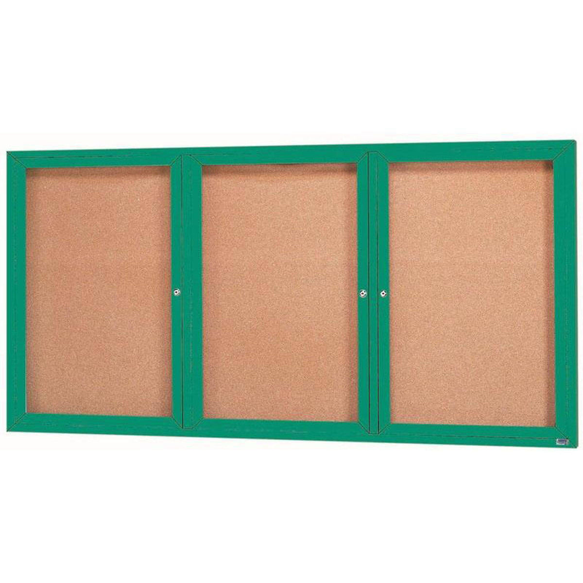 36x22 x 60x22 Enclosed Hinged Locking 2 Door Powder Coated Green Outdoor Bulletin Board Cabinet A837017