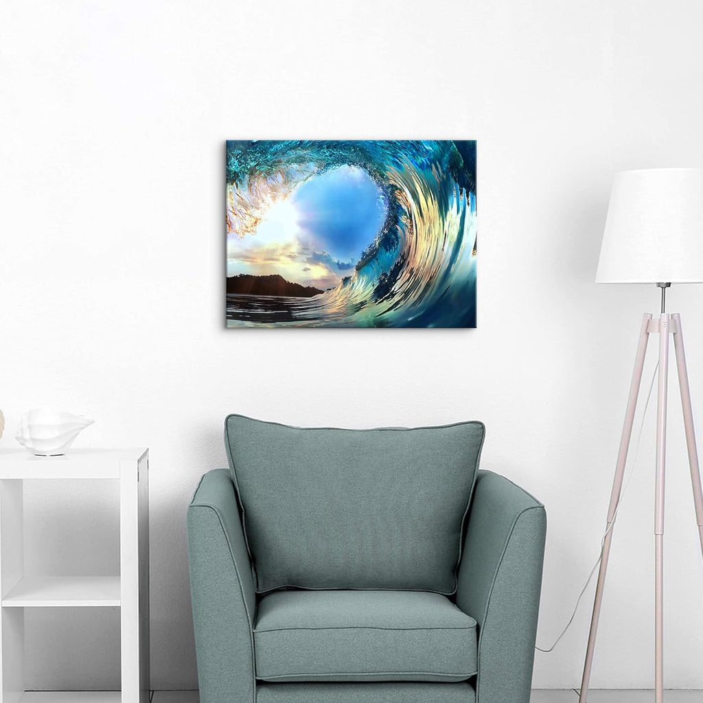 Blue Ocean Waves Canvas Wall Art V46556