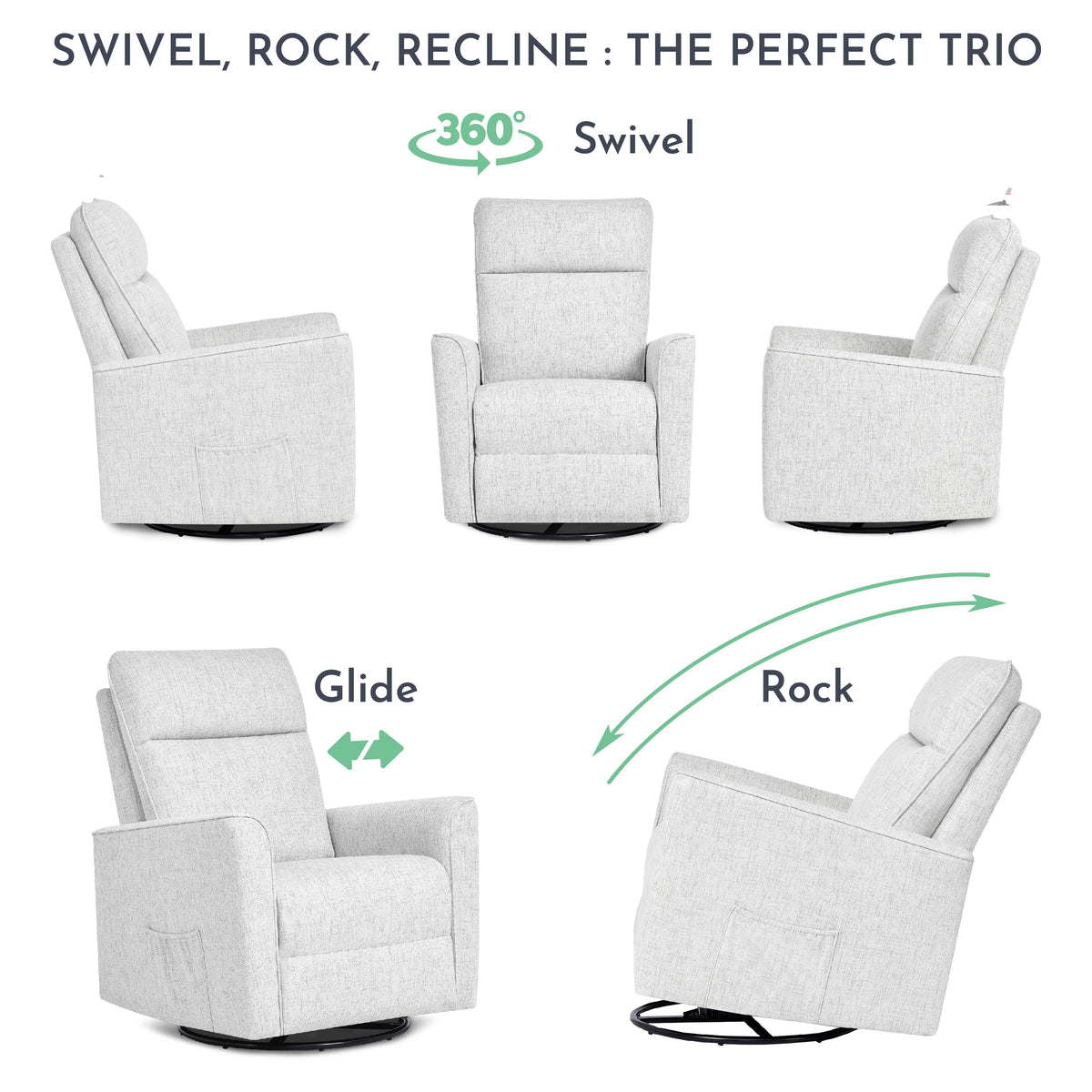 Fog Grey Swivel Glider with Ottoman L33202