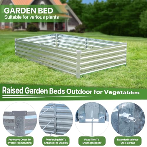 Galvanized Raised Garden Bed 8x4x1.5FT Metal Deep Planter F7398