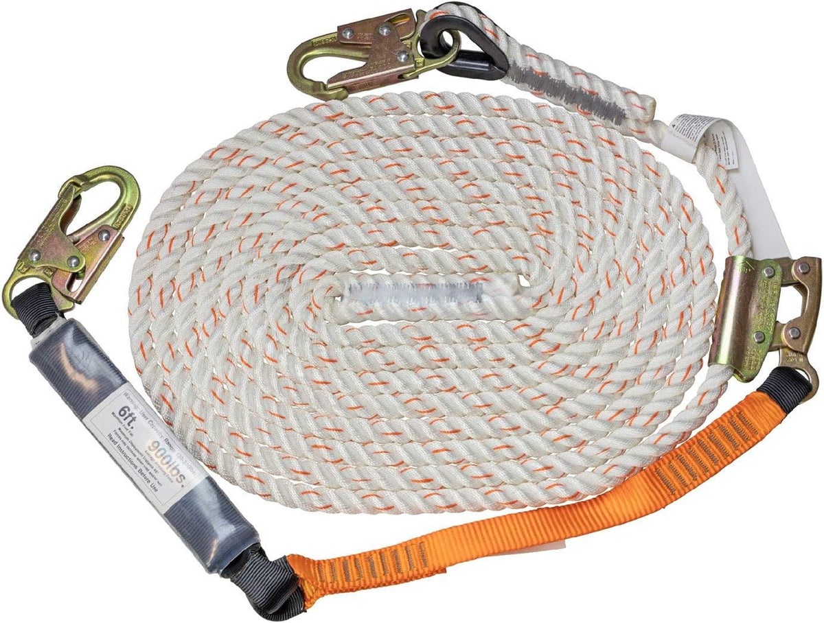 25’ Vertical Lifeline Assembly with Shock Absorber and Extension Lanyard S3688