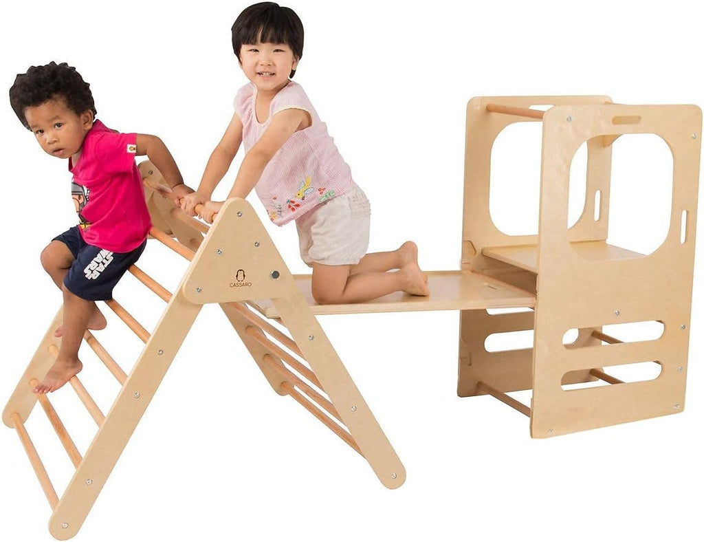Climbing Play Tower with Slide and Chalkboard J310