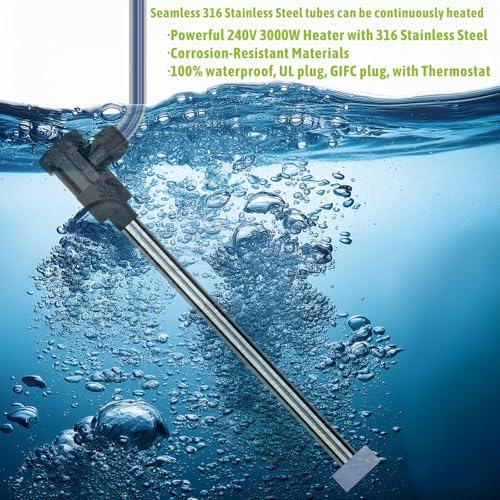 240V 3000W Submersible Electric Immersion Water Heater with Thermostat and GFCI Y3065