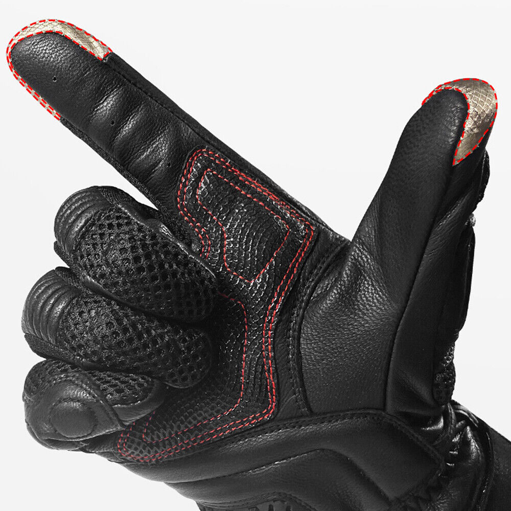 Leather Motorcycle Full Finger Touchscreen Riding Gloves Z47105