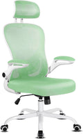 Ivory White Leather Office Chair with Flip Up Armrest X71176