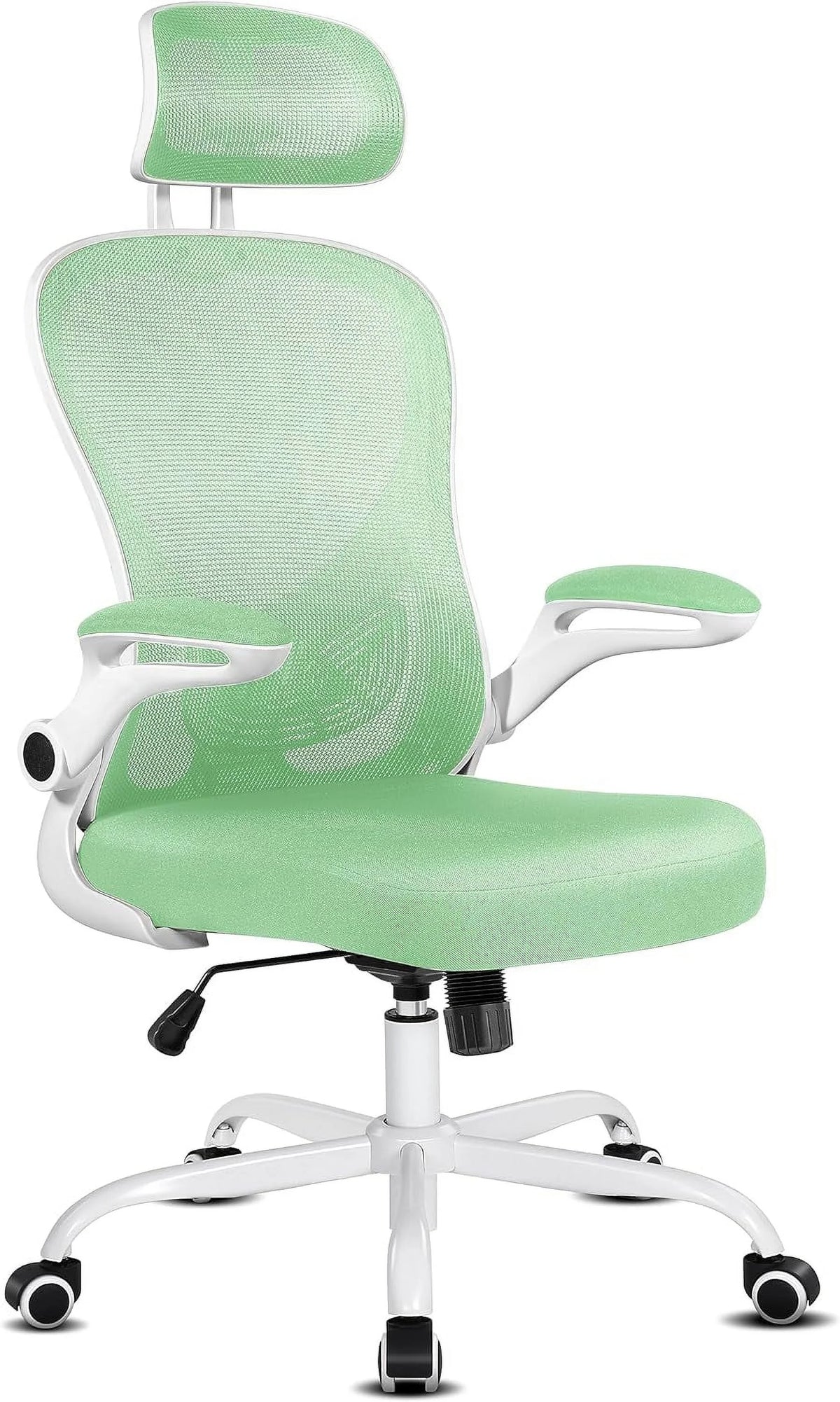 Ivory White Leather Office Chair with Flip Up Armrest X71176