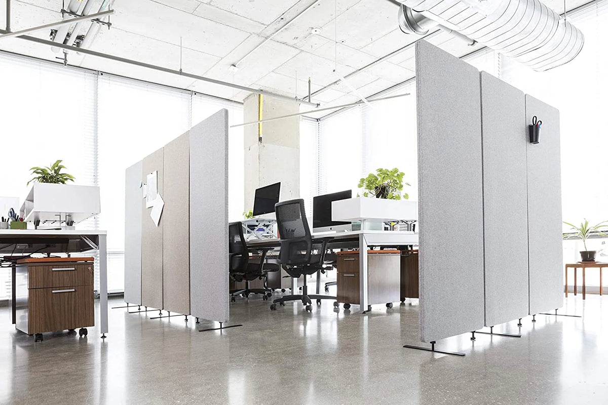 Cool Gray Freestanding Acoustic Room Divider Office Partition M571239