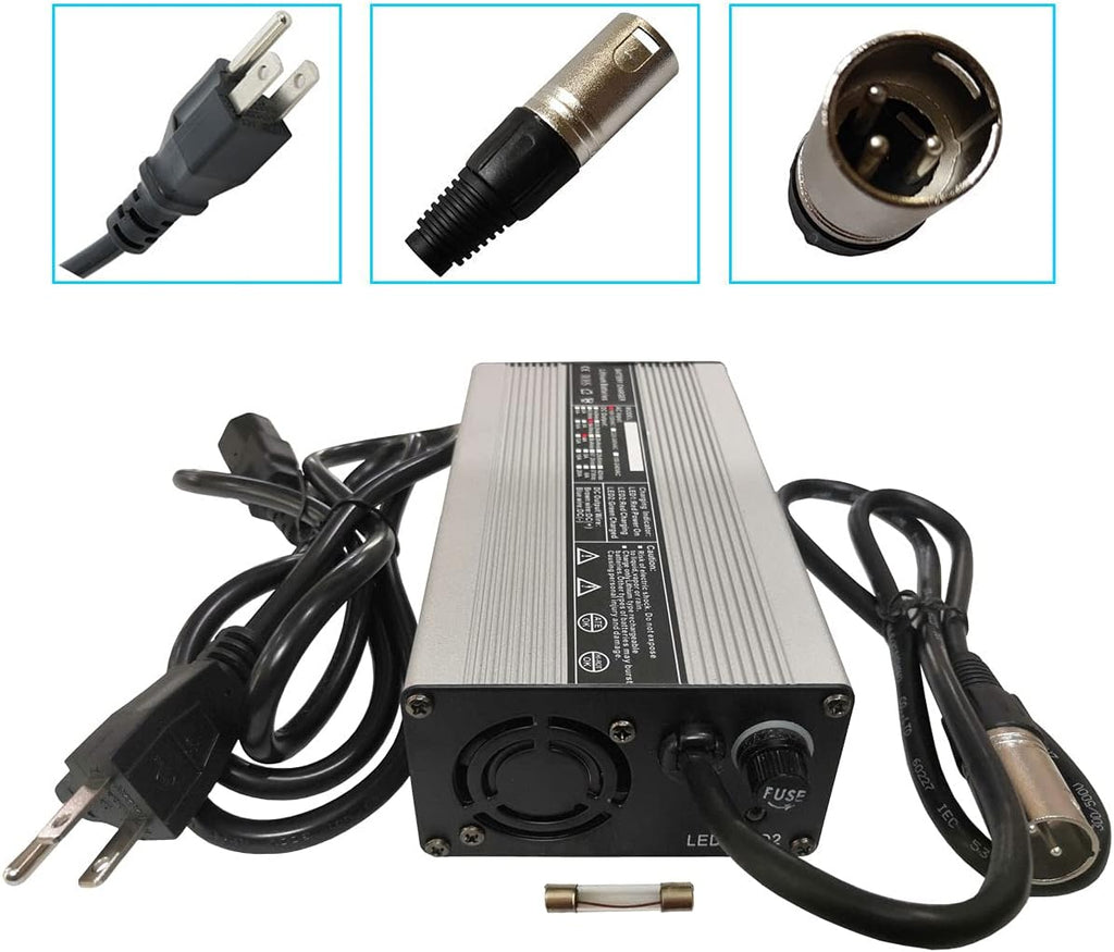 54.6V 4A Battery Charger for 48V 13S Lithium Battery with 3-Pin XLR Connector Pack of 2 V857