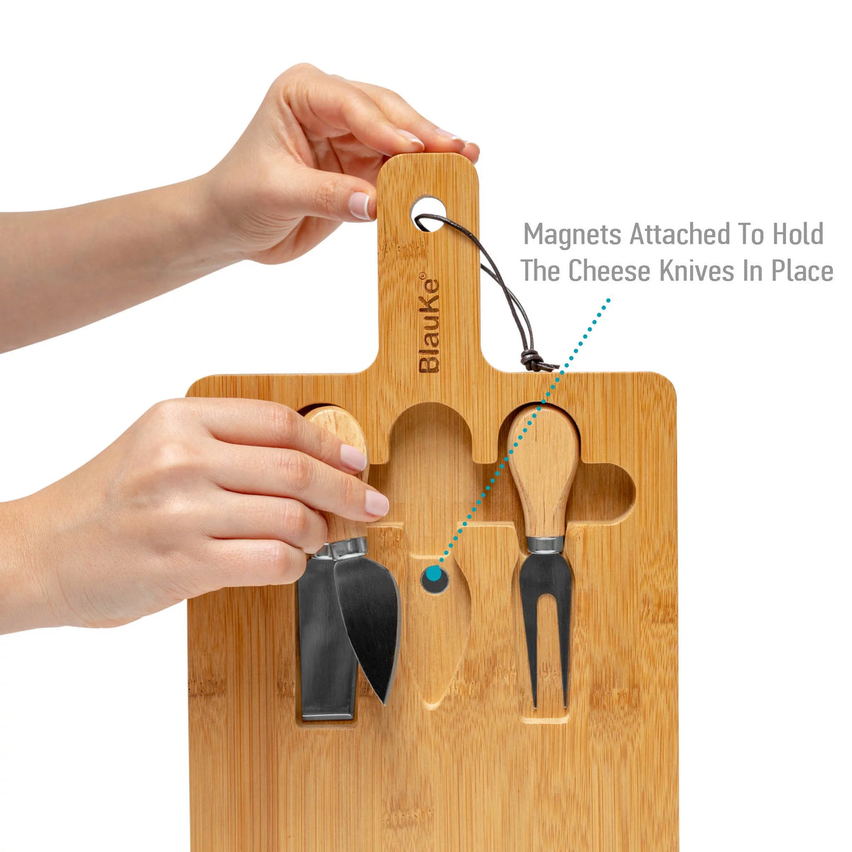 Bamboo Cheese Board and Knife Set 12x8 inch W73156