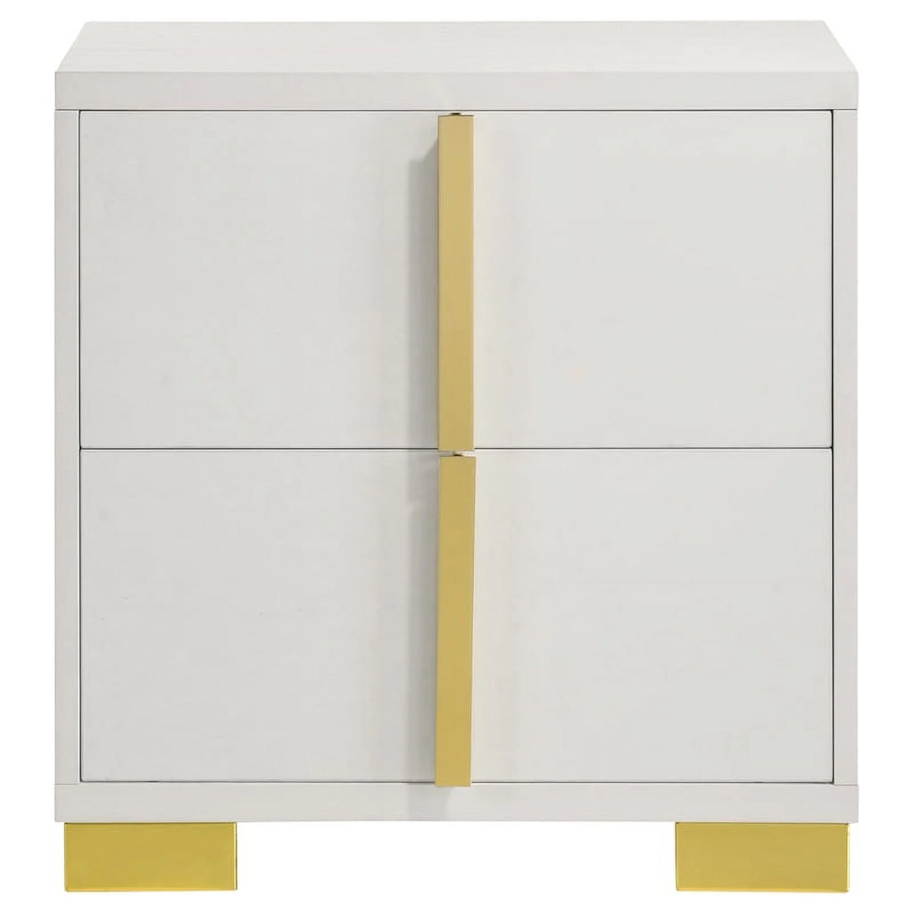 4-piece Contemporary Wood Eastern King Bedroom Set White and Gold N304