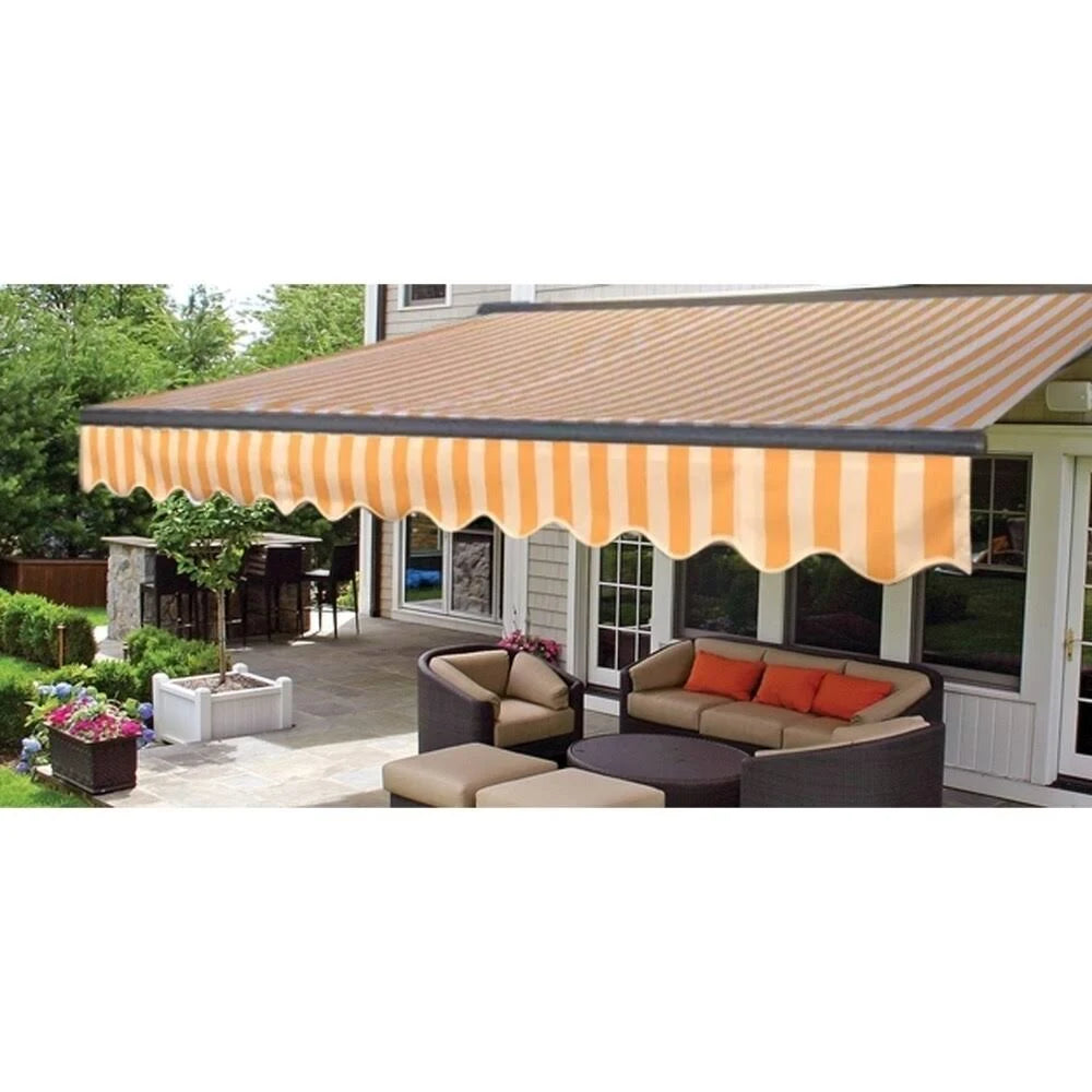 16x10 ft Multi-Striped Yellow Retractable Patio Awning S192