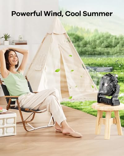 30000mAh Rechargeable Portable Camping Fan with LED Lantern D92455