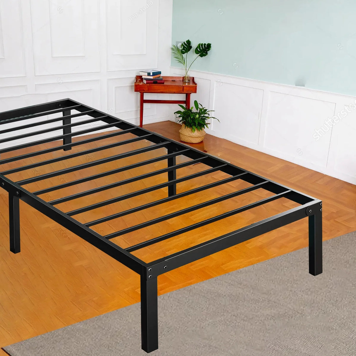 Queen Storage Metal Platform Bed Frame Y36446