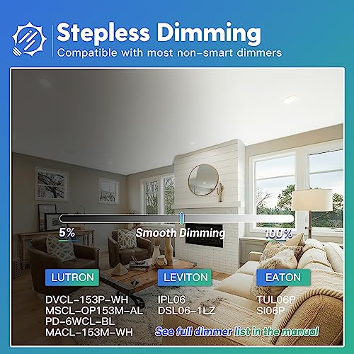 6 Pack 6 Inch Ultra-Thin LED Recessed Ceiling Light with Junction Box, Selectable 2700K/3000K/3500K/4000K/5000K, Dimmable W4944