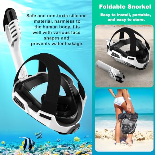 Full Face Snorkel Mask with Dry Top Breathing System and Detachable Camera Mount U9376