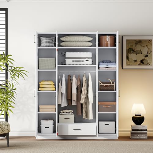 Wood Clothes Storage Cabinet with Sliding Door and 2 Drawers V2784