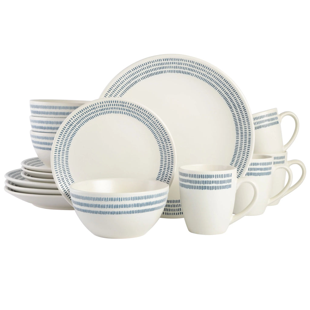 16-Piece White Stoneware Dinnerware Set I9871