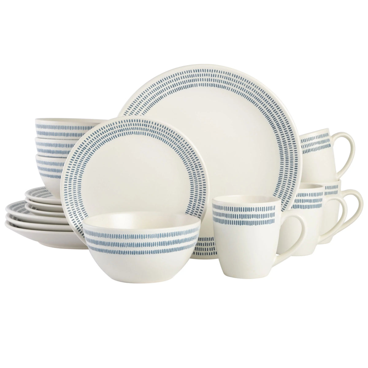 16-Piece White Stoneware Dinnerware Set I9871
