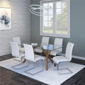 Walnut Dining Set with White Chair 7 Piece B997564