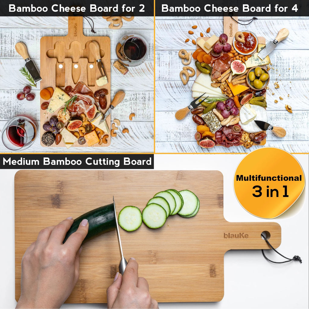 Bamboo Cheese Board and Knife Set 12x8 inch W73156