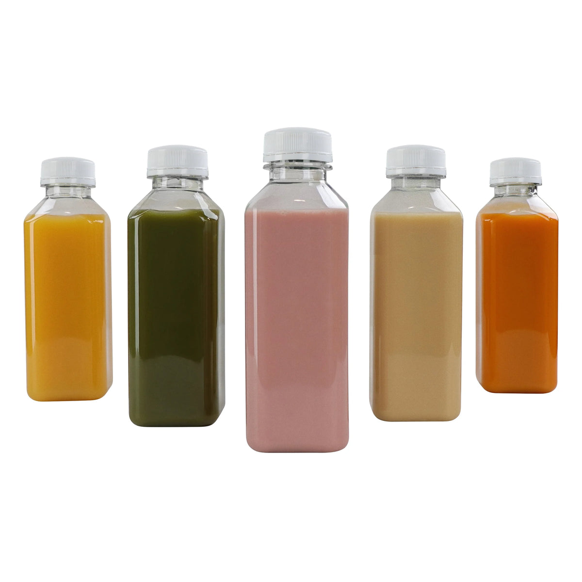 Plastic Juice Bottles with Caps in White - 35pk 16oz Bottles with Lids Y610
