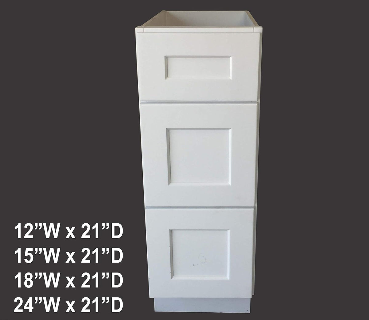 White 3 Drawer Solid Wood Bathroom Vanity Base Cabinet M3000