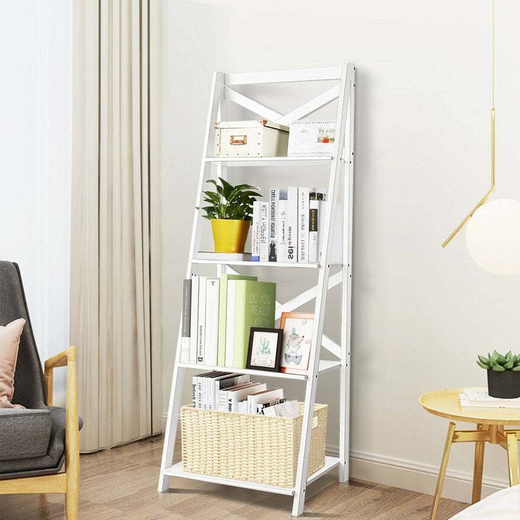 White 4-Tier Wood Display Storage Bookshelf L3426