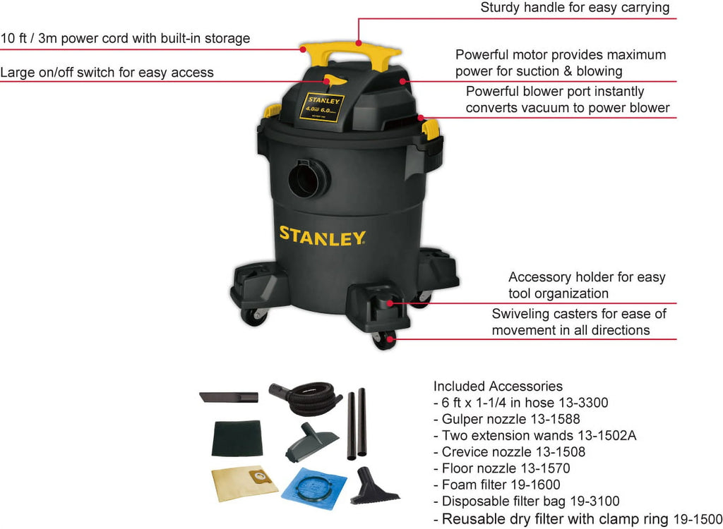 6 Gallon 4 Peak HP Wet Dry Vacuum L965884