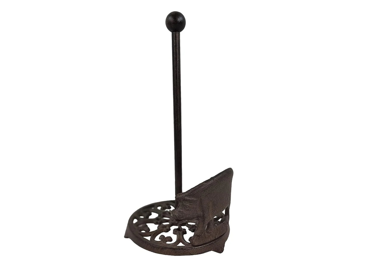 Cast Iron Brown Rustic Pig Paper Towel Holder Z865318
