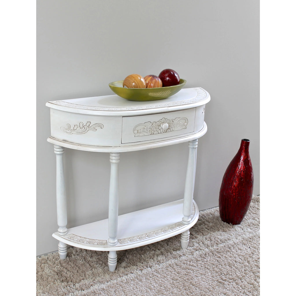 Carved Half Moon Console Table W342070