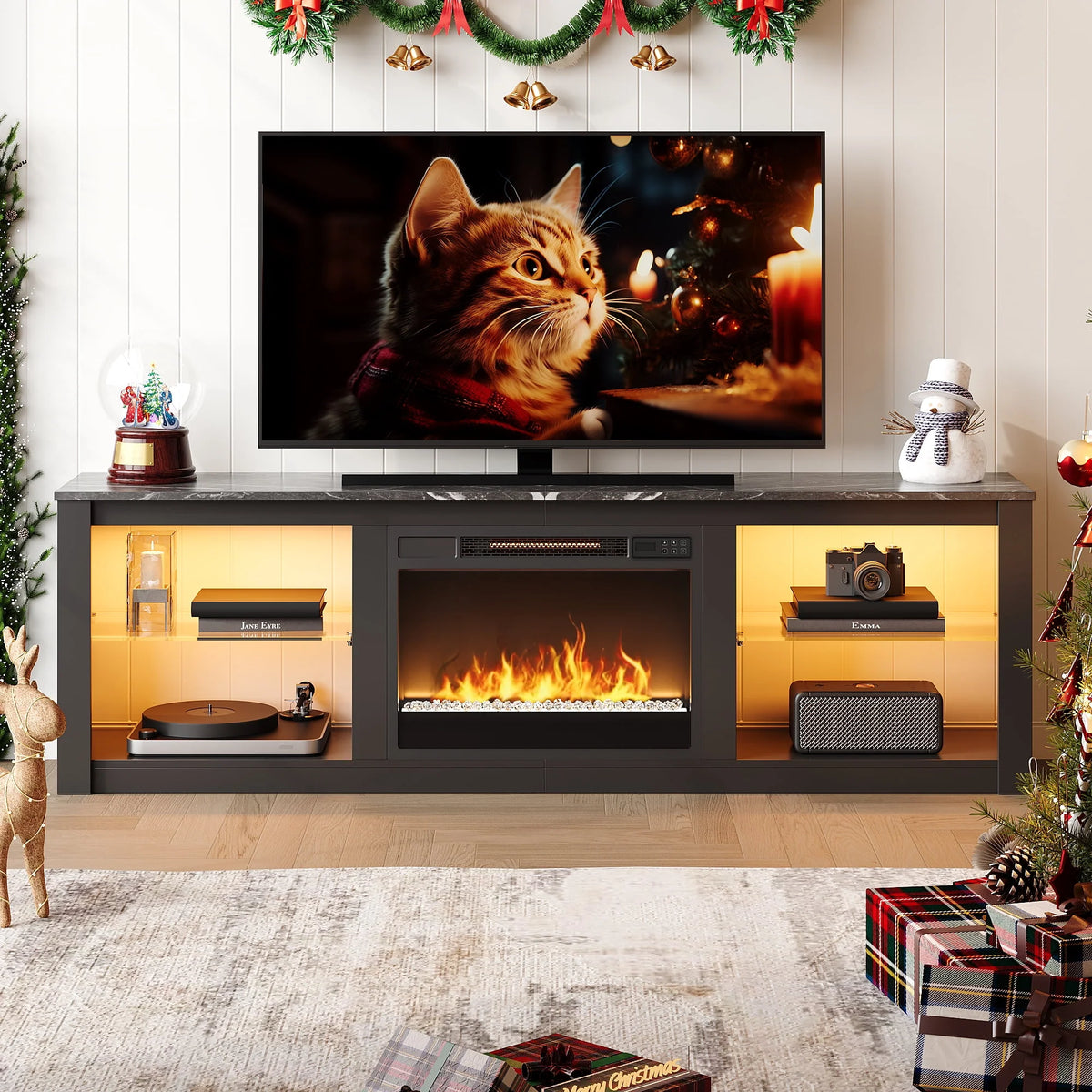 Black Electric Fireplace TV Stand C63376