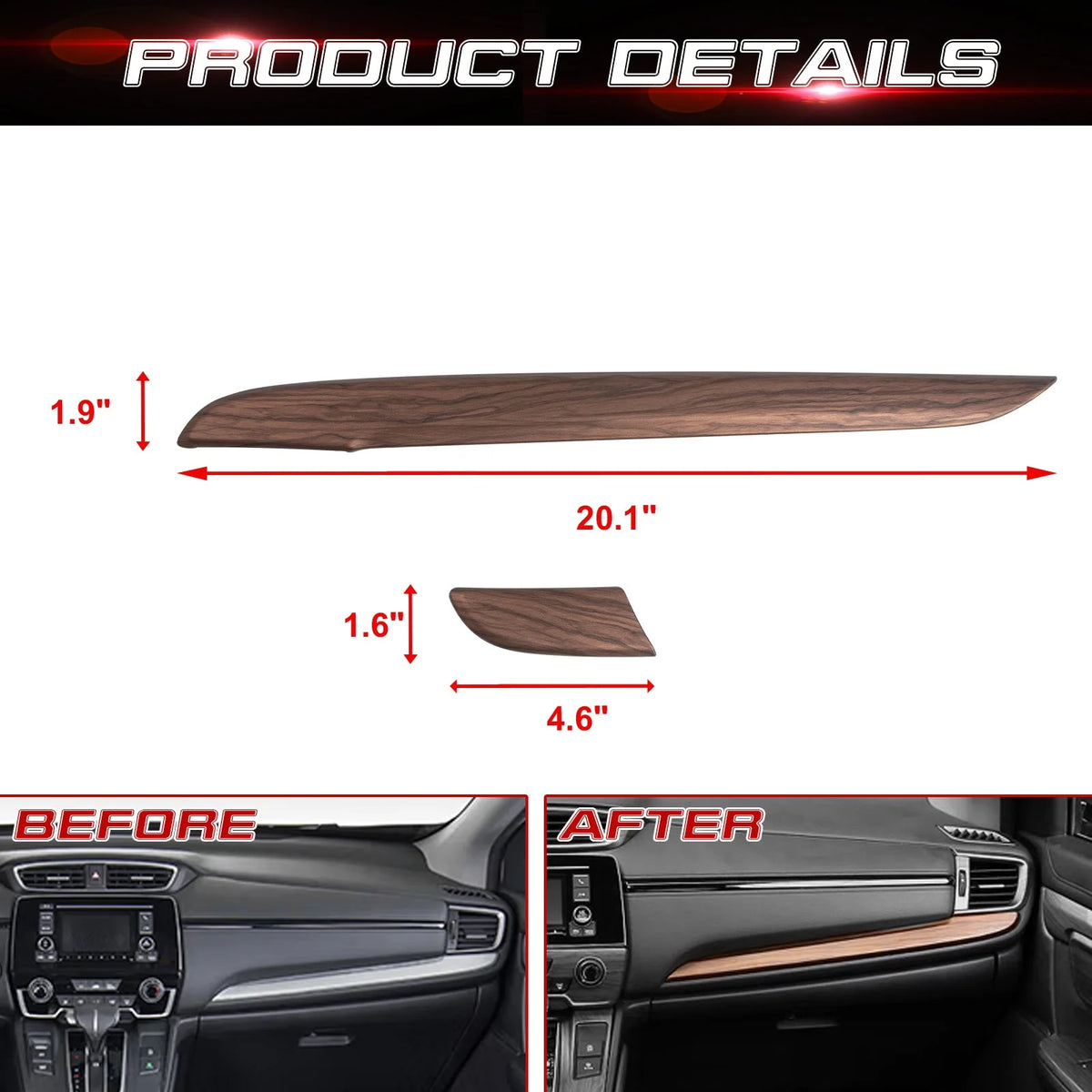 Interior Center Console Dashboard Panel Cover Trim Peach Wood Grain K984