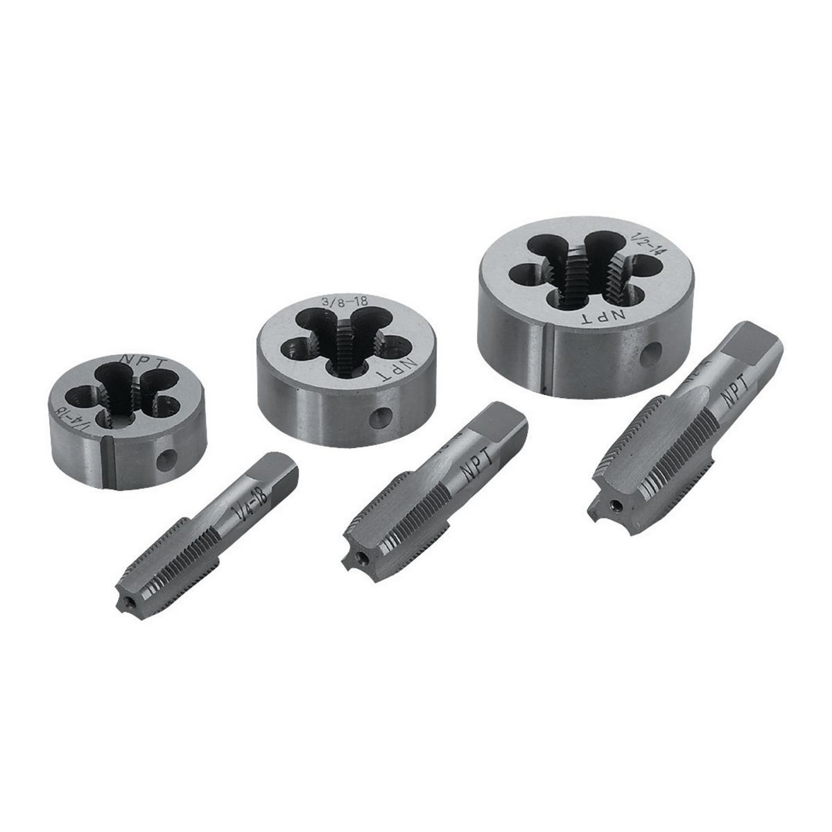 Pipe Tap & Die Set, 6 Piece A636809