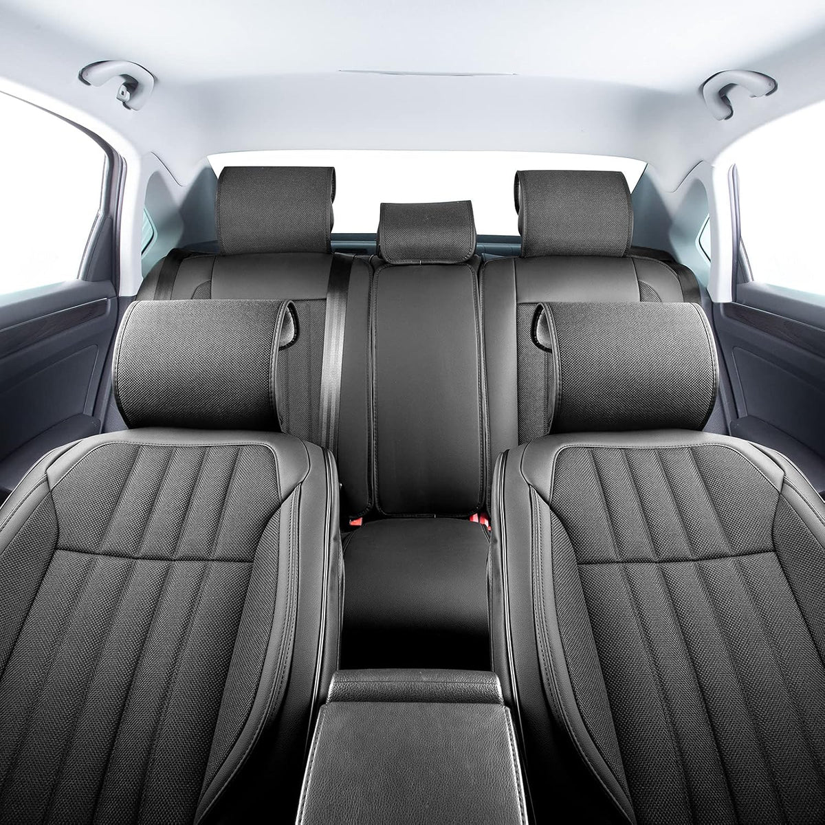 Black Full Set Car Seat Covers PU Leather Linen Z464760