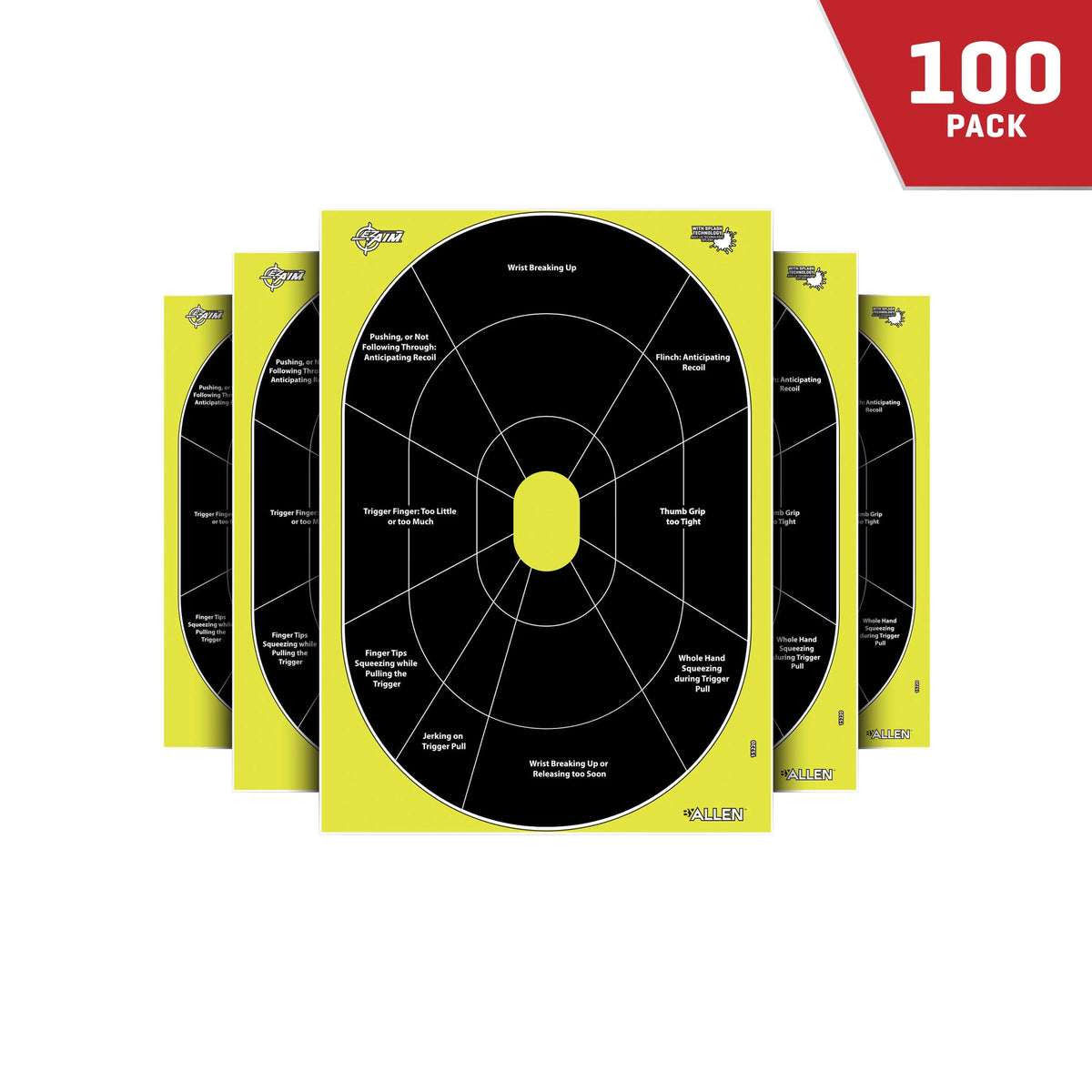 Splash Firearm Shooting Targets, 100-Pack, Black O303383