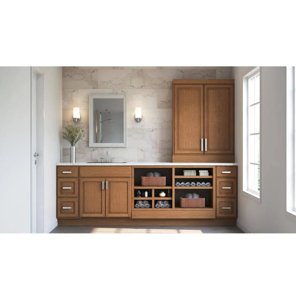 Medium Oak Diagonal Corner Wall Kitchen Cabinet J29206