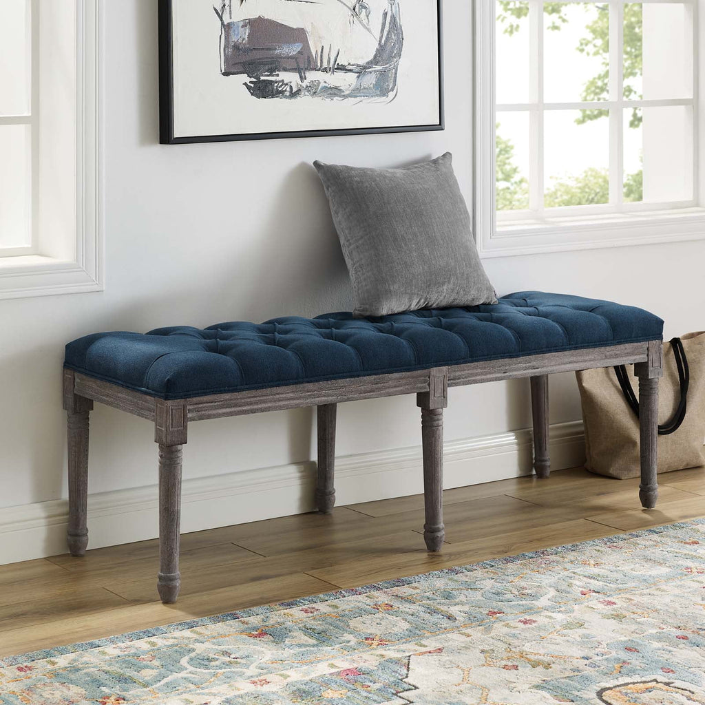 Navy Upholstered Fabric Bench C83379