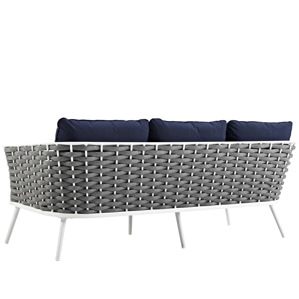 Navy Blue White Fabric Aluminum Sofa N5604