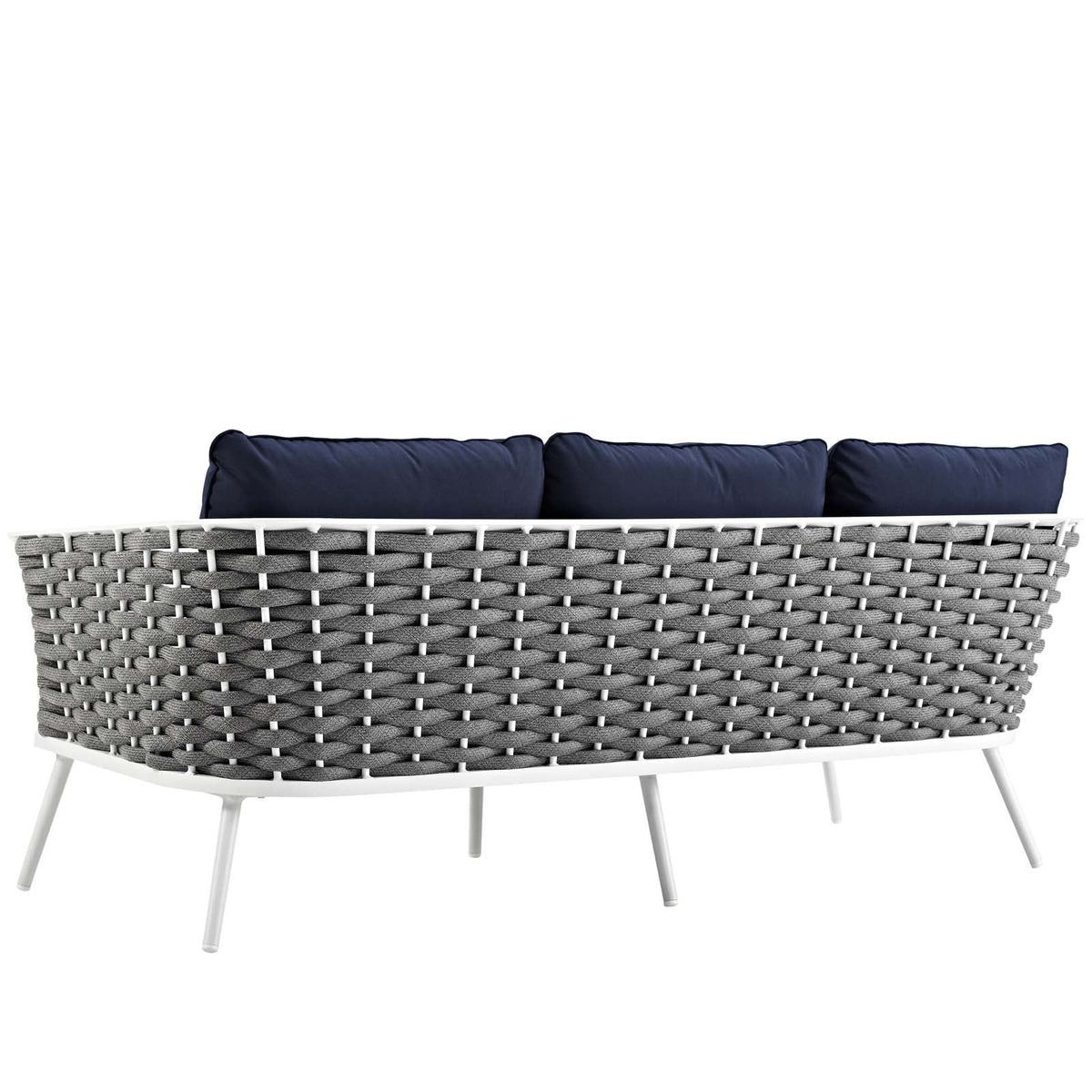 Navy Blue White Fabric Aluminum Sofa N5604