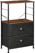 Industrial Nightstand with 2 Fabric Drawers and Storage Shelves X651695