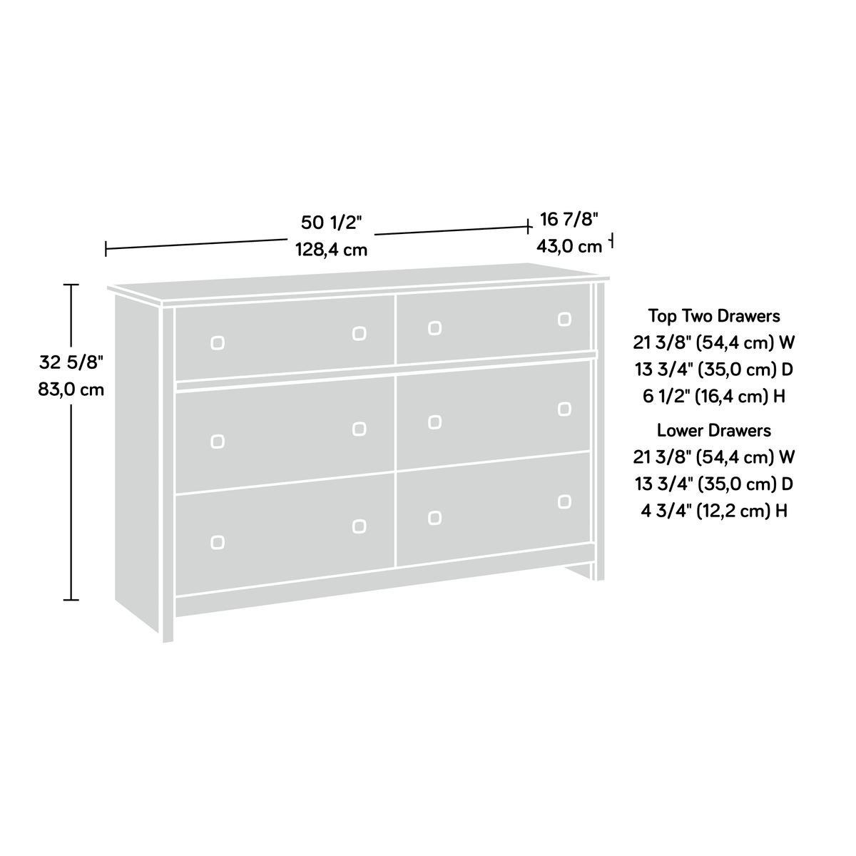 White 6-Drawer Dresser R1921