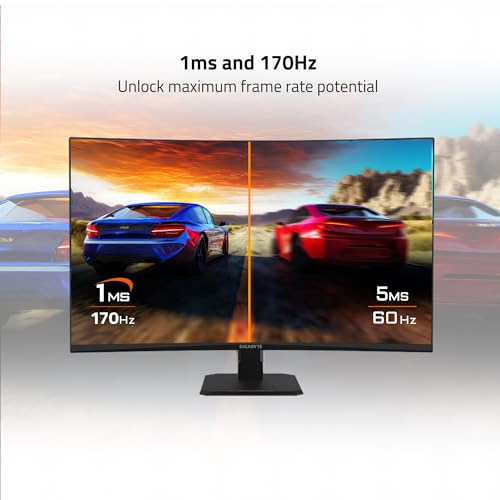 31.5" 165Hz 1440P Curved Gaming Monitor, VA 1500R Display, Black E63275