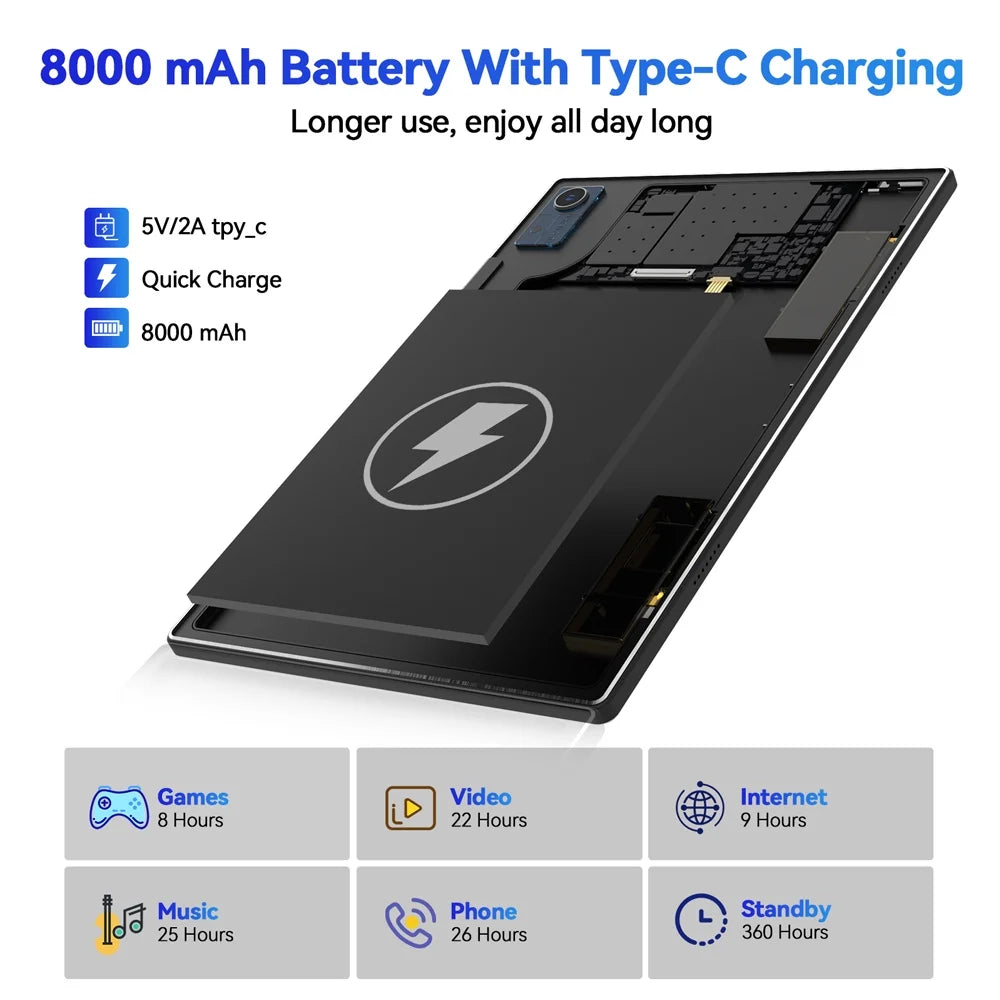 10.1 inch Android Tablet, 128GB ROM X55980