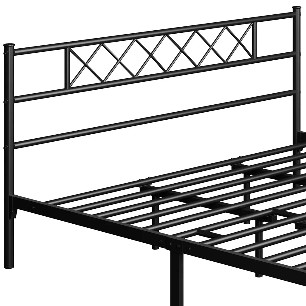 Twin Metal Bed Frame with Crisscross Headboard & Footboard, White J799293