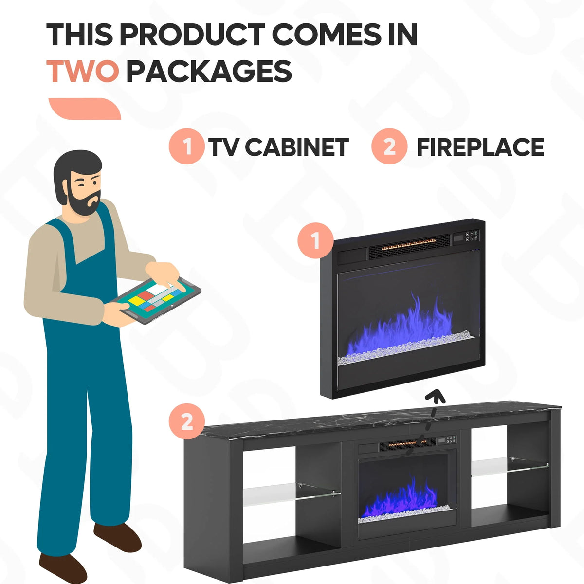 Black Electric Fireplace TV Stand C63376