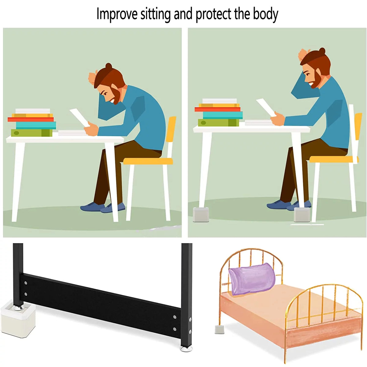 White 4 Pack Plastic Bed Risers Z192