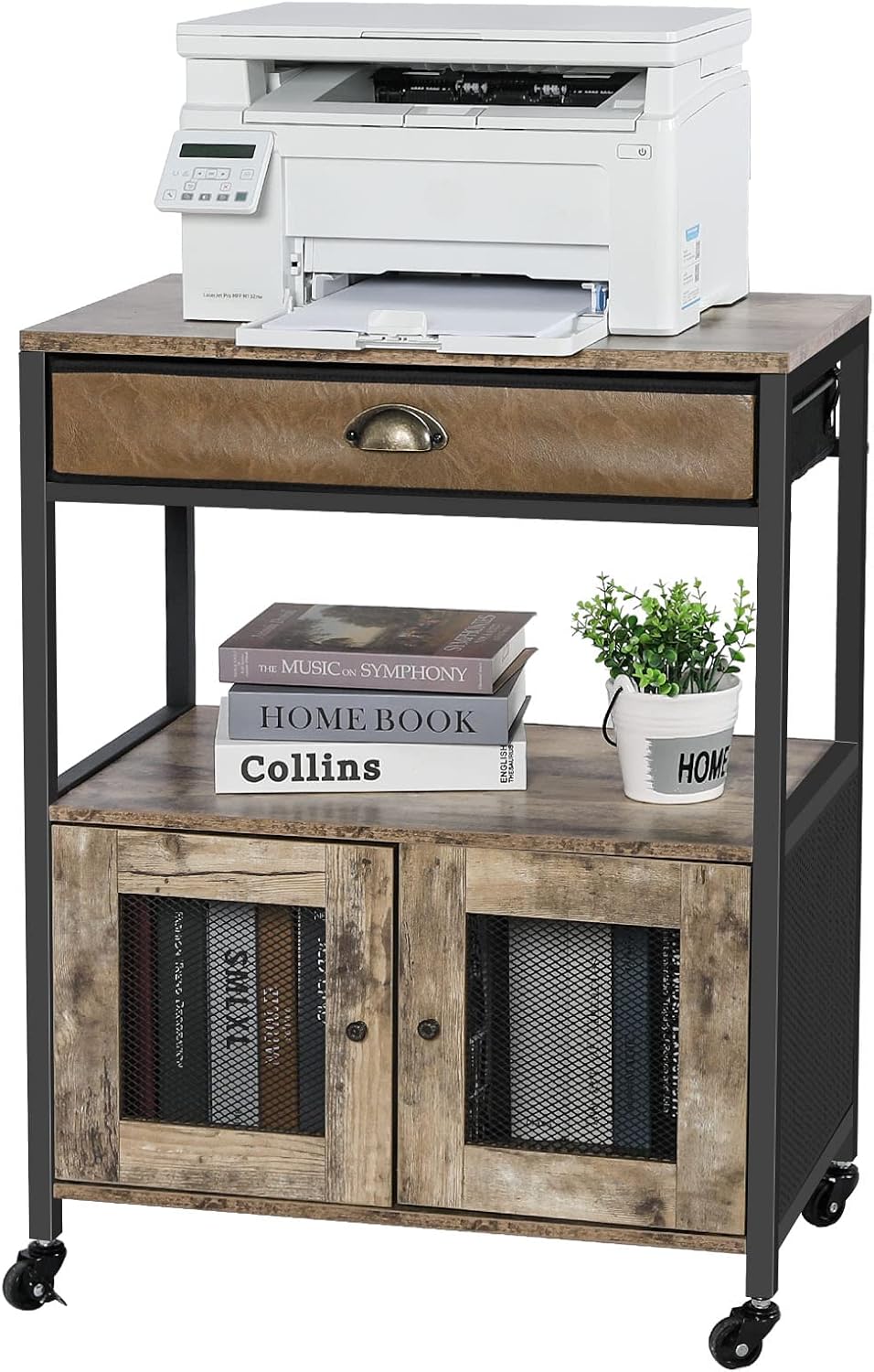 Mobile Printer Stand with Storage and Drawer B4776